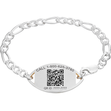 QR Code Figaro Medical ID Bracelet Sterling Silver, , large image number 2